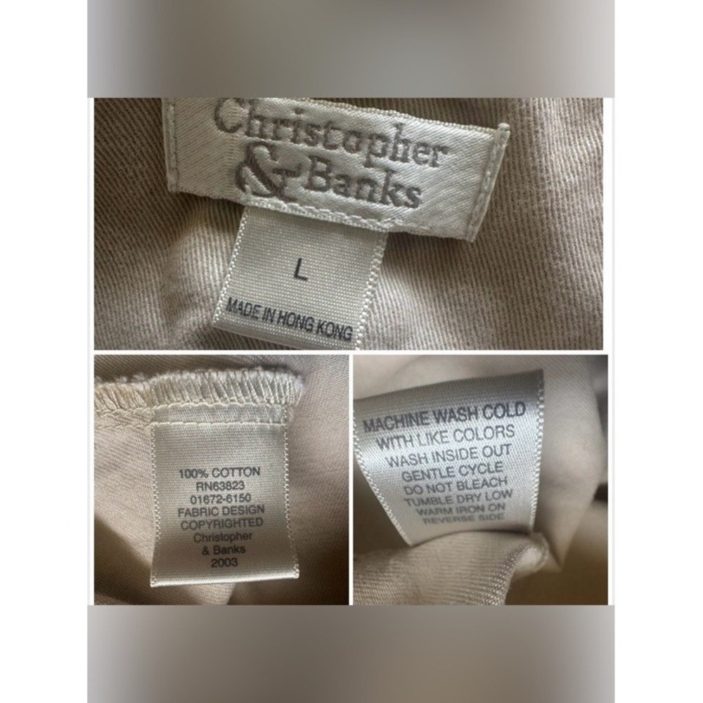 Christopher & Banks Vintage Y2K 2003 Cat Embroidered Khaki Dress Size Large - Picture 8 of 8